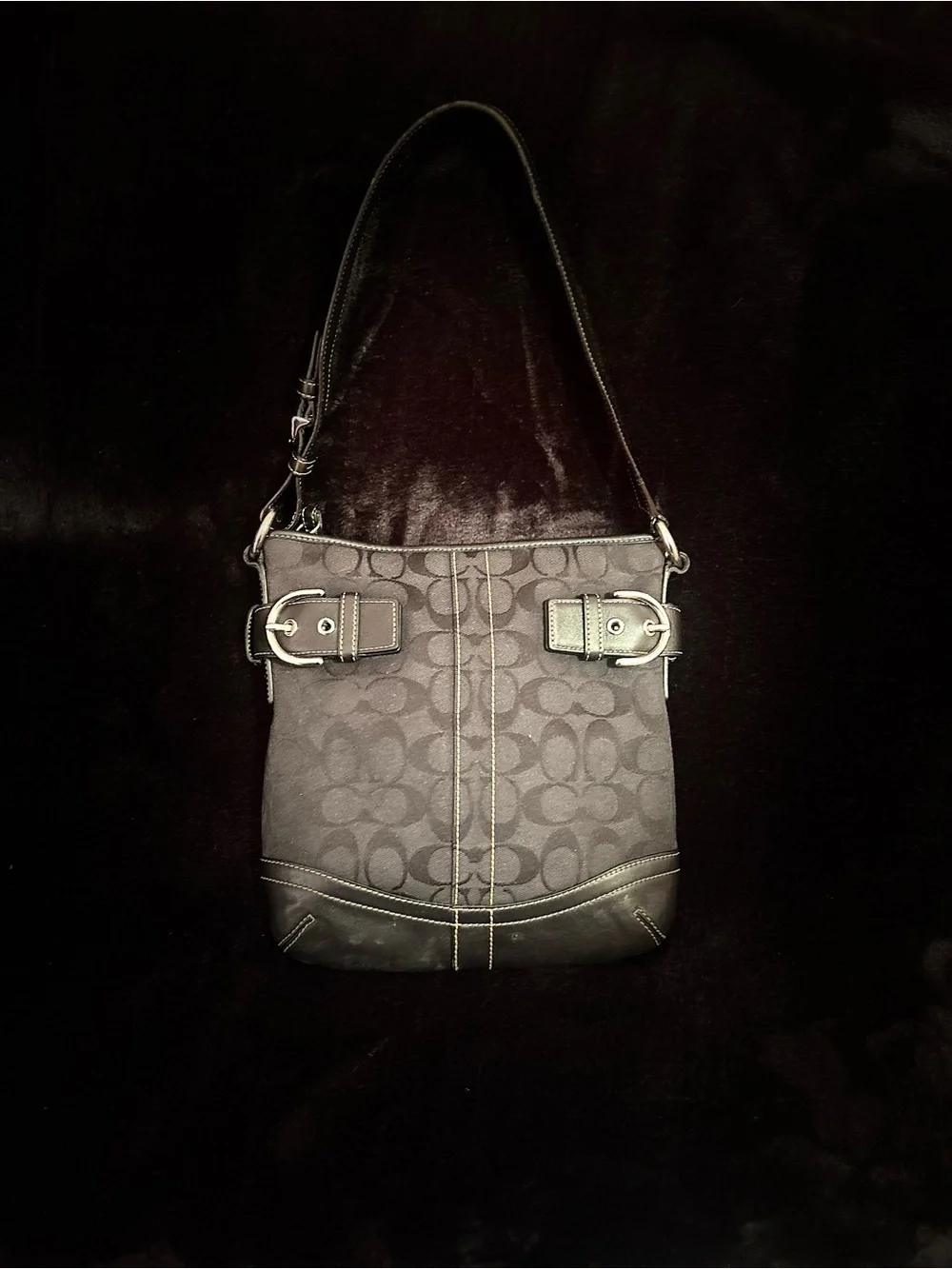 Coach Monogram Shoulder Bag in Black